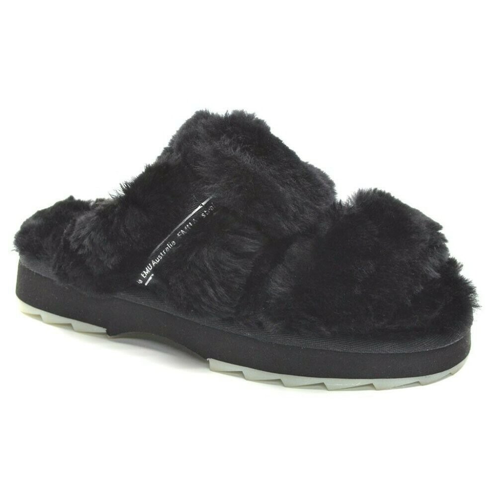 Emu Wobbegong Black Fur Sheepskin Slide 6 M New in Box